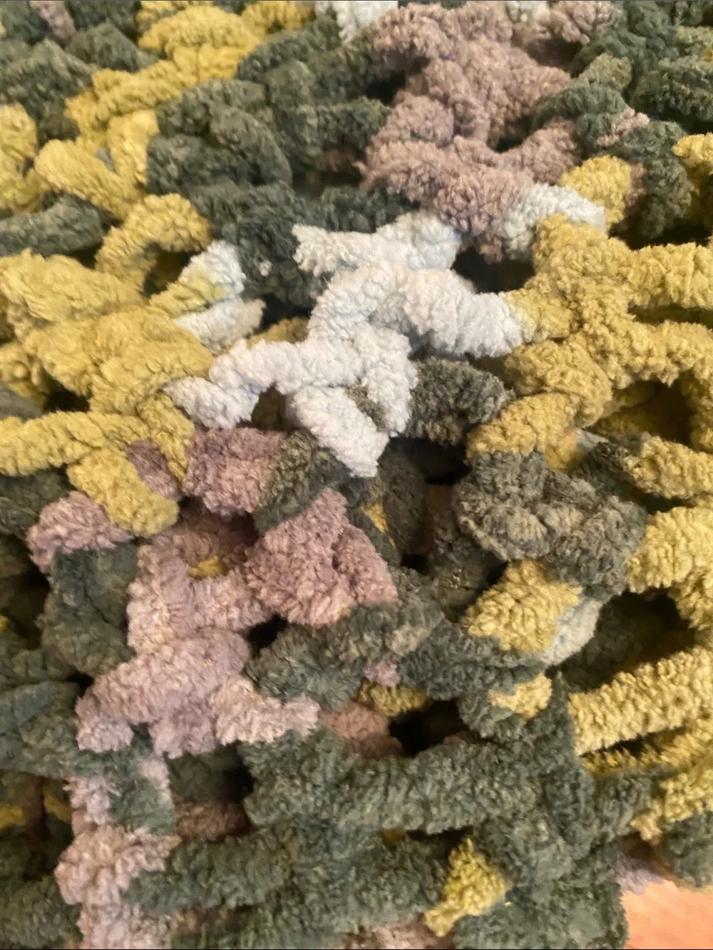 Handmade Multicolor Soft Crochet Throw Beautiful Color Olive, Cream Green 41x57